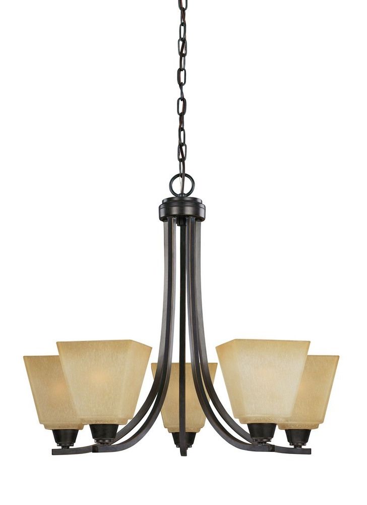 Best And Newest Sea Gull Lighting 3113005 845 Parkfield – Five Light Chandelier  Incandescent: 75 Watt Flemish Bronze Finish With Creme Parchment Glass –  Walmart Pertaining To Creme Parchment Glass Chandeliers (View 13 of 15)