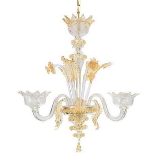 Best And Newest Transparent Glass Chandeliers Within Chandelier With 3 Lights In Transparent Venetian Blown Glass With Amber  Finishes (View 14 of 15)