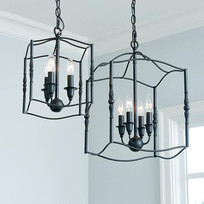 Black Lantern Chandeliers For Widely Used Wells Matte Black Metal Open Lantern Chandelier (View 10 of 15)