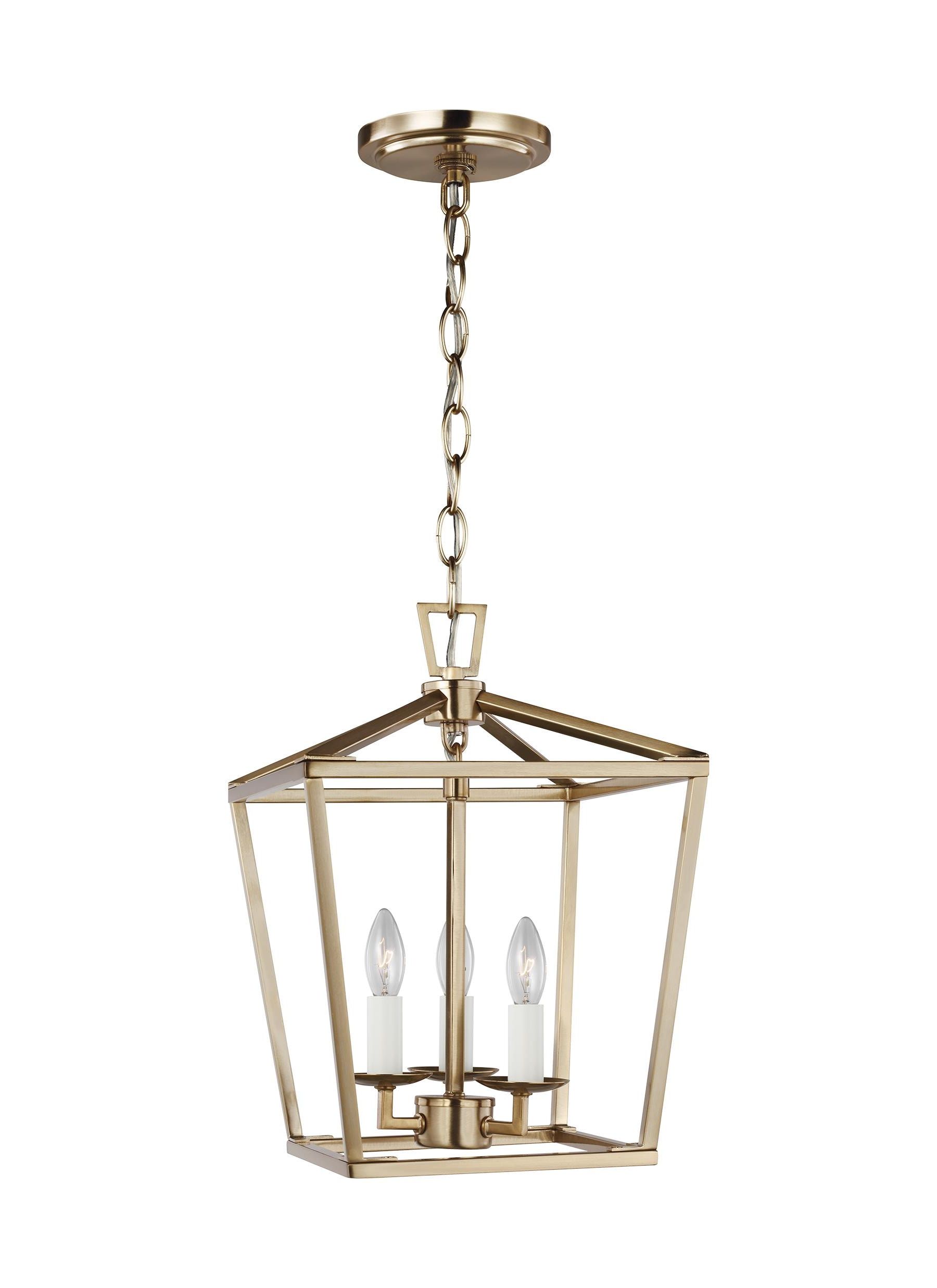 Brass Lantern Chandeliers Within Widely Used Sea Gull Lighting Dianna 3 Light Satin Brass Transitional Lantern Led Mini  Pendant Light In The Pendant Lighting Department At Lowes (View 13 of 15)