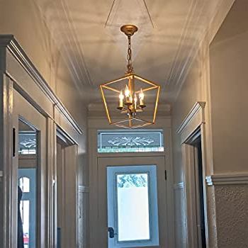 Brass Wrapped Lantern Chandeliers For Widely Used Amazon: A1a9 4 Light Lantern Chandelier Ceiling Light Fixture,  Farmhouse Pendant Light Industrial Vintage Hanging Light For Dining Room,  Stairway, Corridors, Aisles, Foyer (antique Brass) : Everything Else (View 5 of 15)