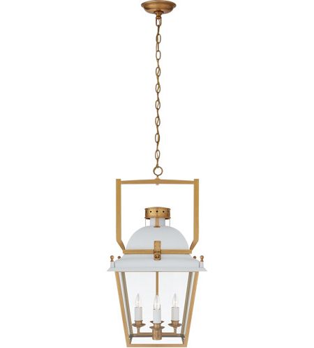 Burnished Brass Lantern Chandeliers Intended For Well Known Visual Comfort Chc5108wht/ab Cg Chapman & Myers Coventry 4 Light 14 Inch  Matte White And Antique Burnished Brass Lantern Pendant Ceiling Light, Small (View 5 of 15)