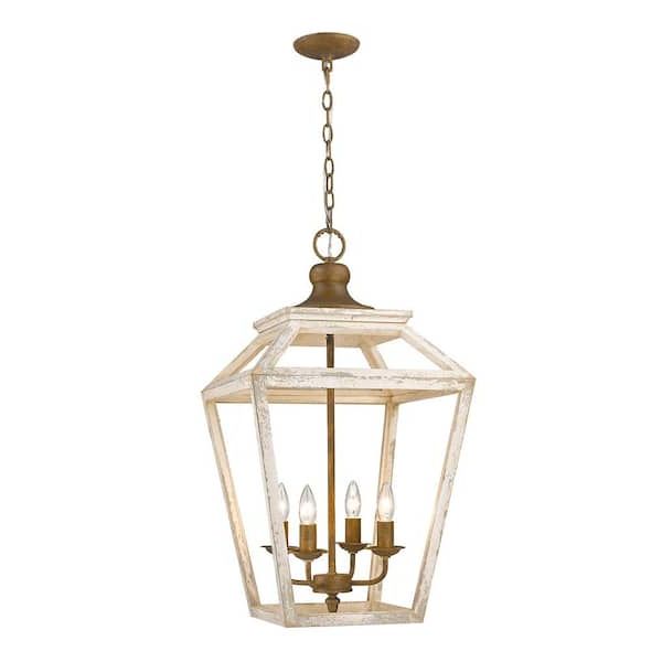 Chestnut Lantern Chandeliers With Regard To Fashionable Golden Lighting Haiden Collection 4 Light Burnished Chestnut Pendant  0839 4p Bc – The Home Depot (View 8 of 15)