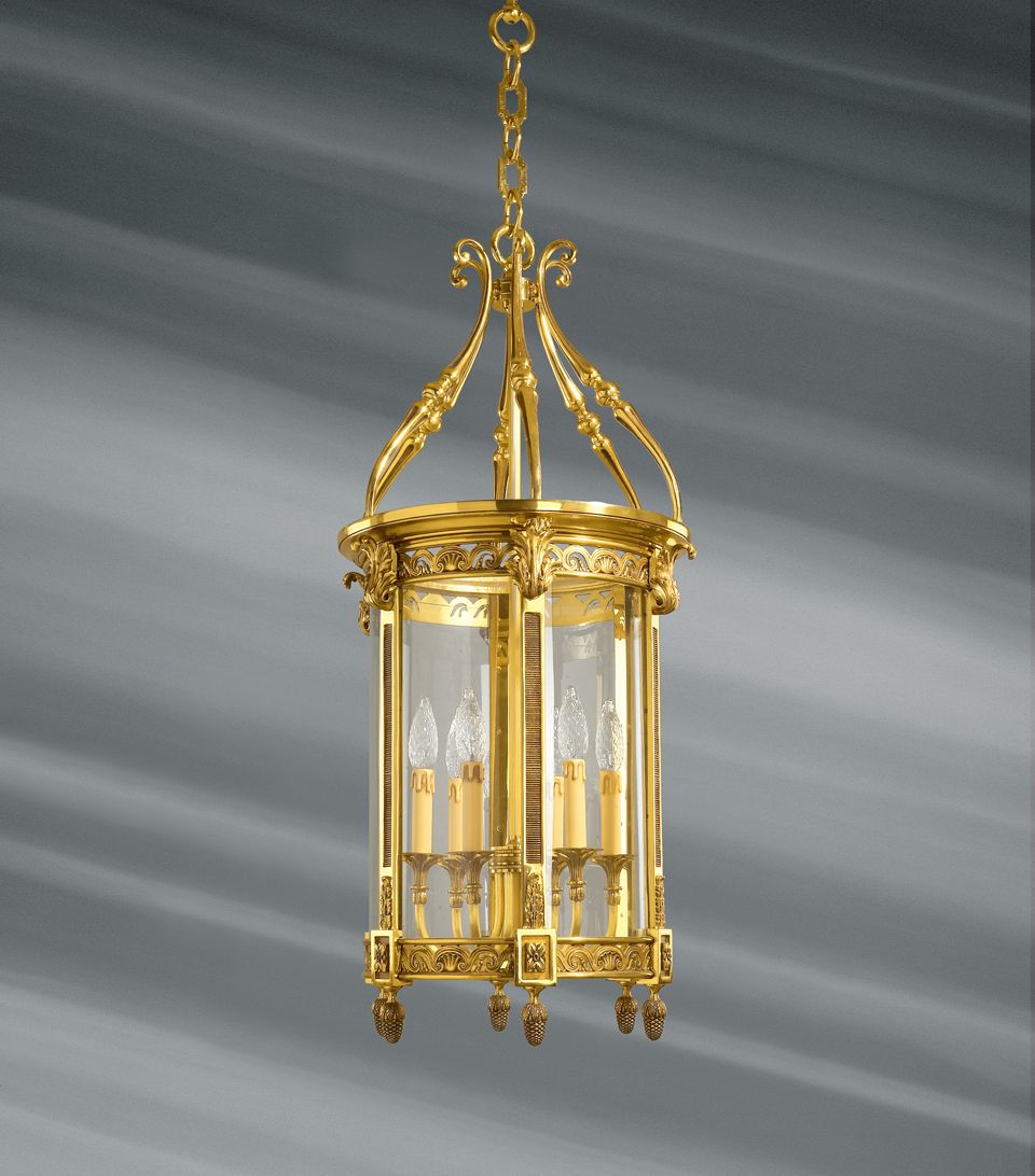 Classic Style Lantern In Glass And Solid Bronze With Six Lights (View 7 of 15)