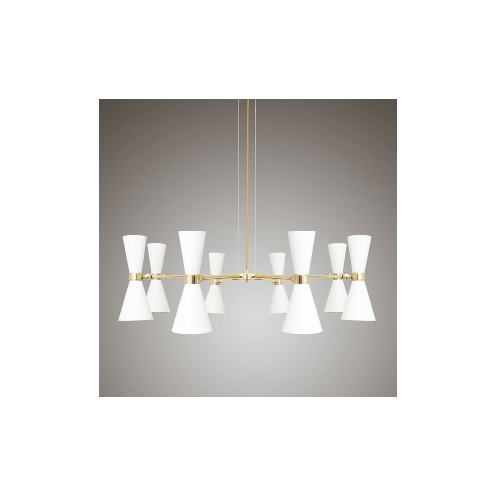 Contemporary Polished Brass White Chandelier – Lighting And Lights Uk For Favorite White Powder Coat Chandeliers (View 2 of 15)