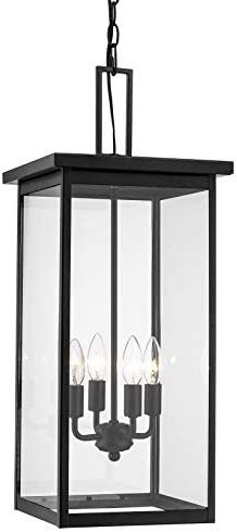 Current Black Powder Coat Lantern Chandeliers Within Millennium 2605 Pbk Transitional Four Light Outdoor Hanging Lantern From  Barkeley Collection Finish, Powder Coat Black – – Amazon (View 11 of 15)