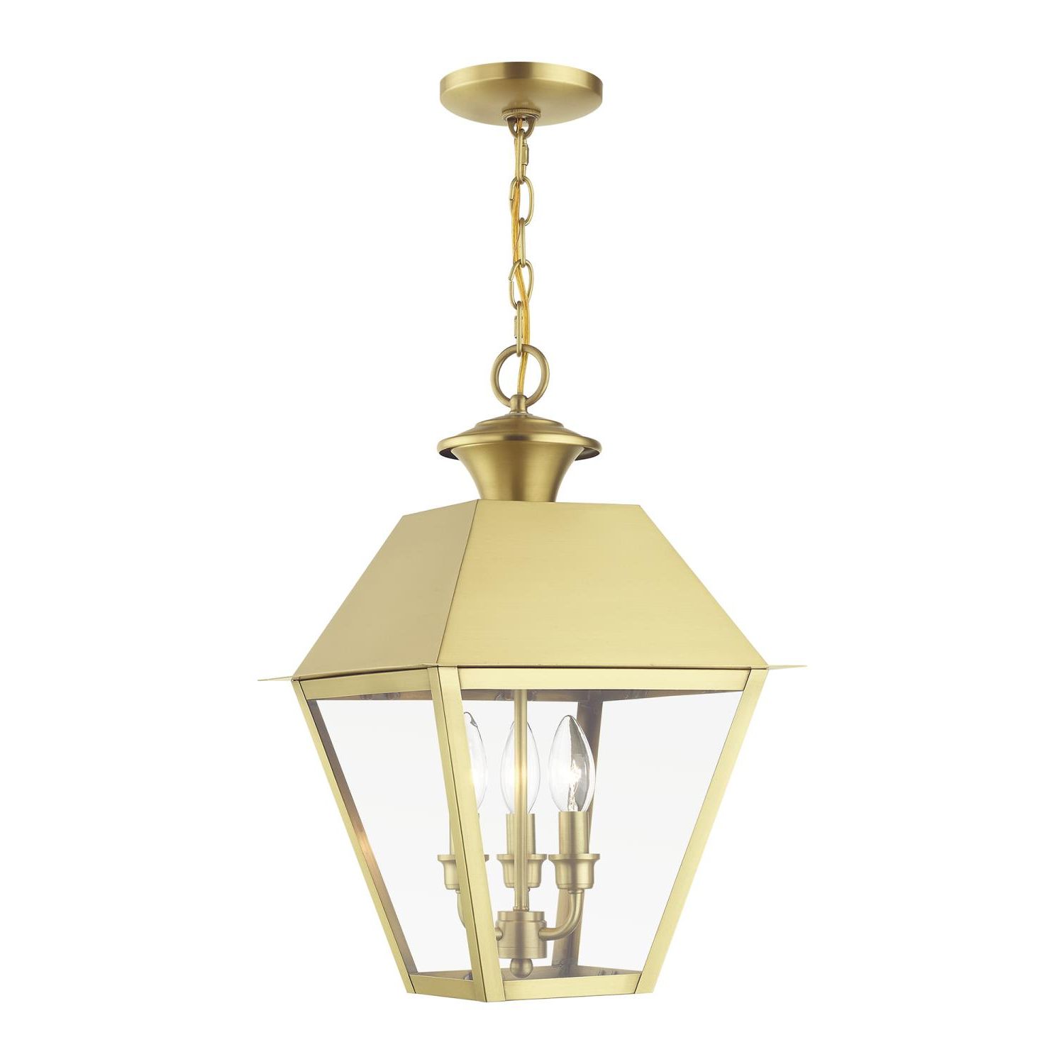Current Livex Lighting 3 Light Natural Brass Outdoor Large Pendant Lantern 27220 08  – Walmart Inside Natural Brass Lantern Chandeliers (View 10 of 15)