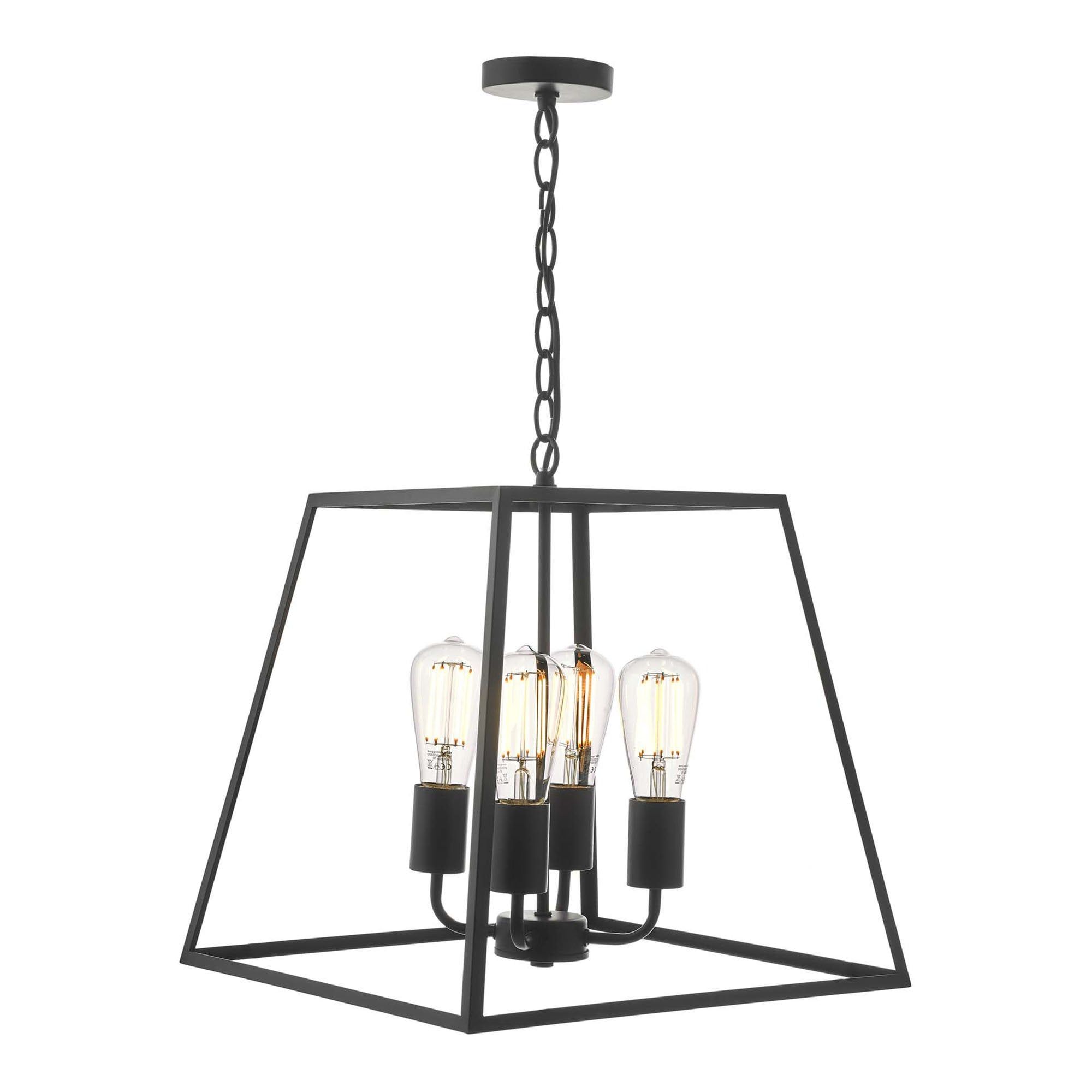 Current Open Frame 3 Light Ceiling Pendant Lantern In Black Finish For Textured Black Lantern Chandeliers (View 6 of 15)