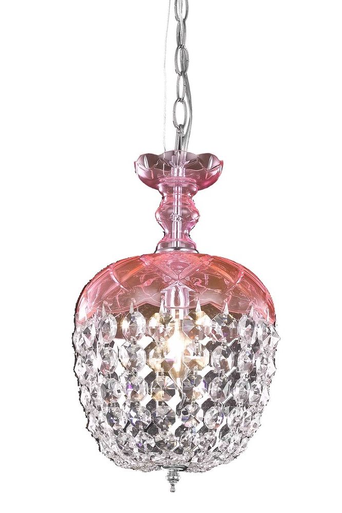 Current Rosaline Crystals Chandeliers Pertaining To Rococo 1 Light Pink Pendant Rosaline (Pink) Royal Cut Crystal : Hchcl (View 8 of 15)