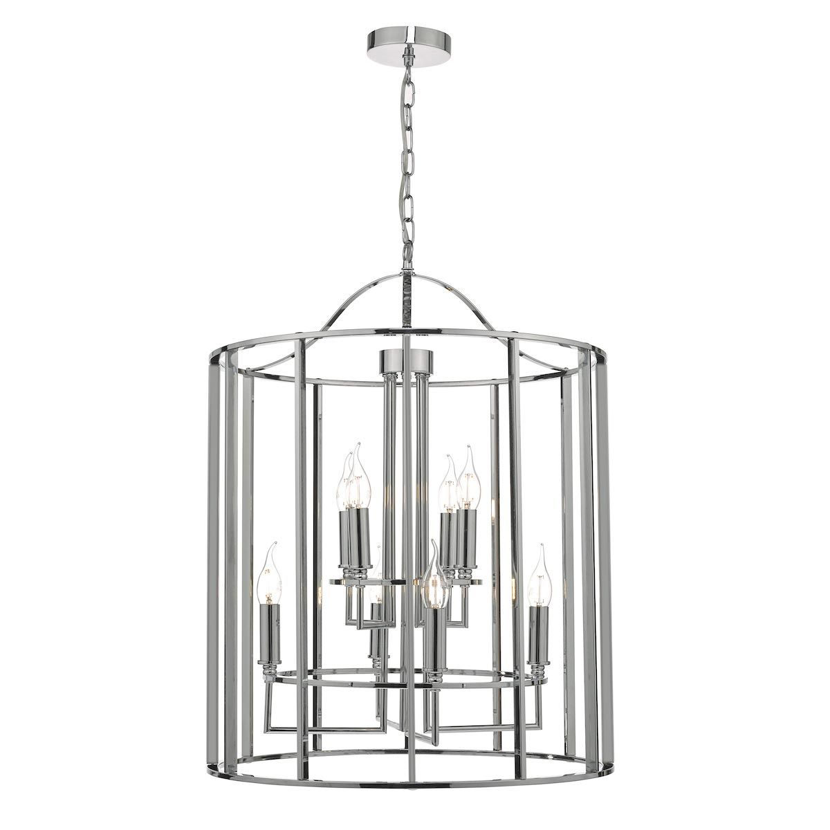 Dar Myka Modern 8 Light 2 Tier Open Hanging Lantern Polished Chrome Within Well Liked Eight Light Lantern Chandeliers (View 11 of 15)