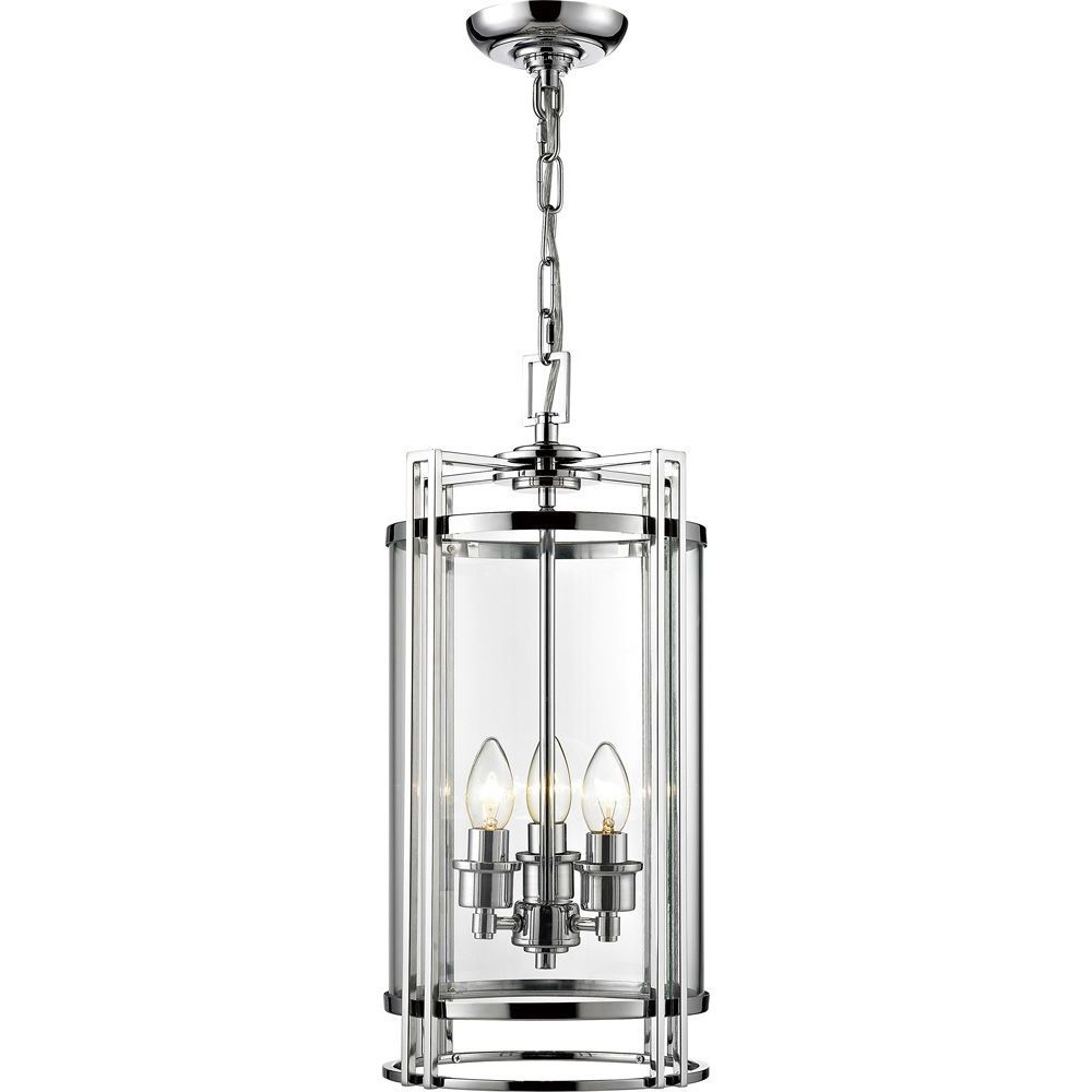 Diyas Il31082 Eaton Pendant 3 Light Ceiling Lantern Polished Chrome Fr Intended For Famous Chrome Lantern Chandeliers (View 13 of 15)
