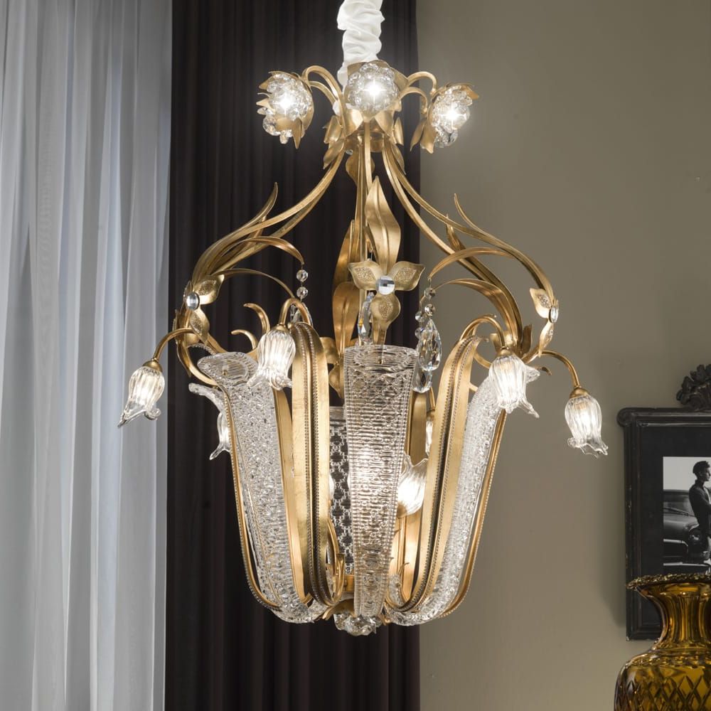 Elegant Gold Leaf Crystal Lantern Chandelier – Juliettes Interiors In Newest Gold Leaf Lantern Chandeliers (View 15 of 15)