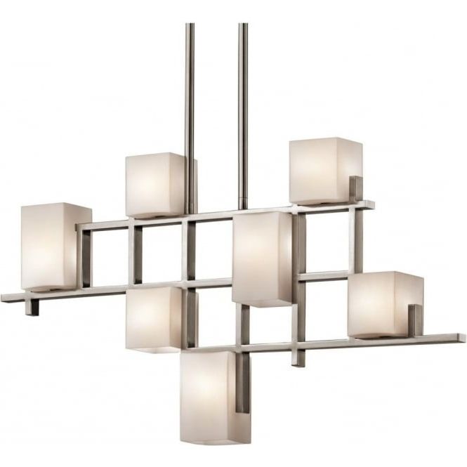 Elstead Lighting Kl/city Lights7b Kichler City Lights 7 Light Linear  Ceiling Chandelier In Classic Pewter Finish With Opal Glass Shades   Éclairage Intérieur Decastlegate Lights Uk Within Most Current Opal Glass Chandeliers (View 3 of 15)