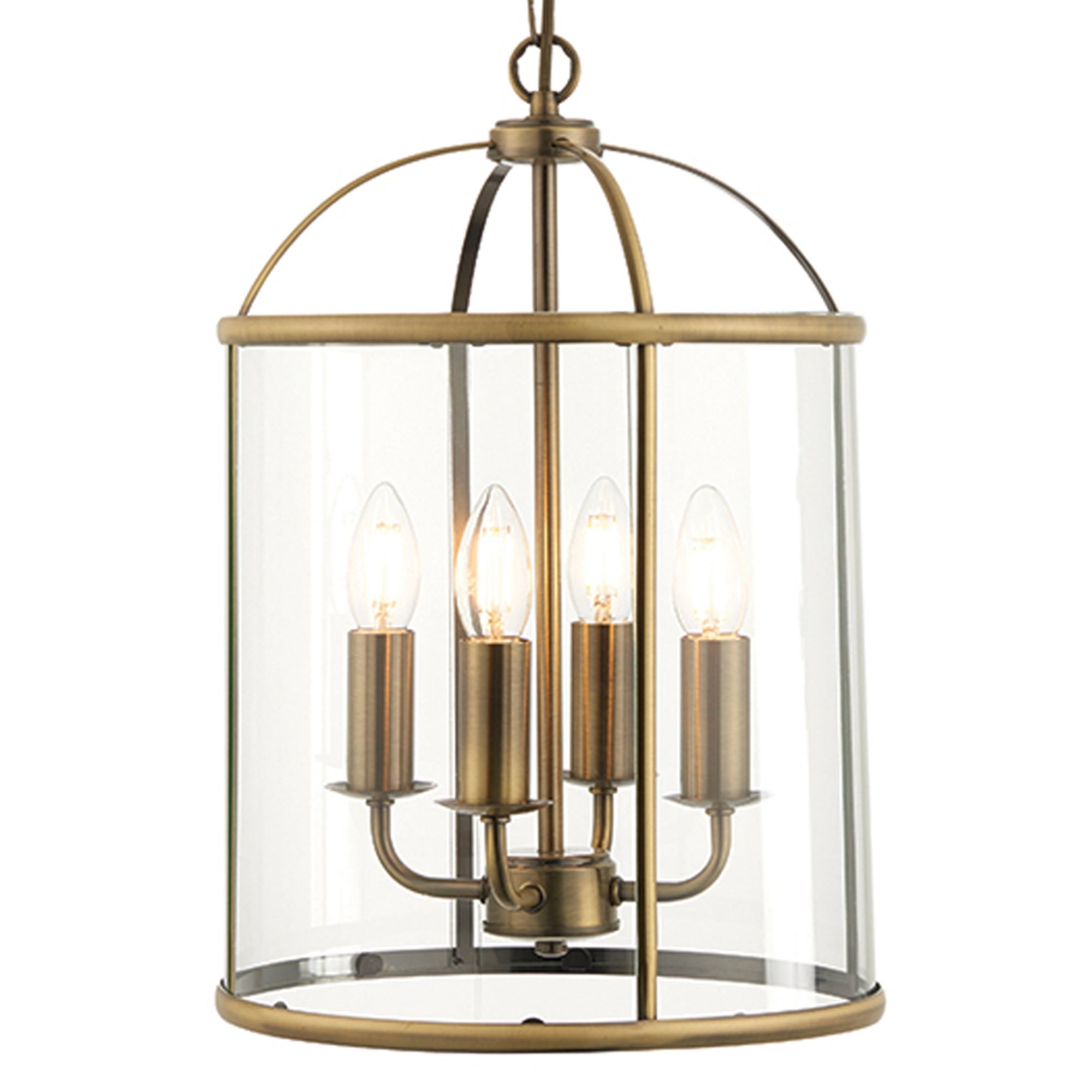 Endon 69455 Lambeth 4 Light Antique Brass And Glass Lantern Pendant In 2020 Four Light Lantern Chandeliers (View 13 of 15)