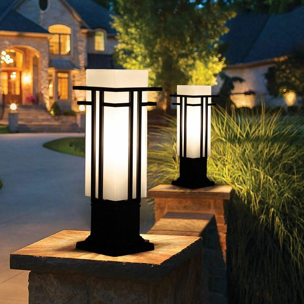 Exterior Pillar Lanterns Black Waterproof Outdoor Post Light –  (View 11 of 15)