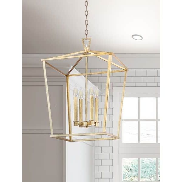 Famous 25 Inch Lantern Chandeliers For 25" Large Rustic Antiqued Gold Open Geometric Lantern – Overstock –   (View 15 of 15)