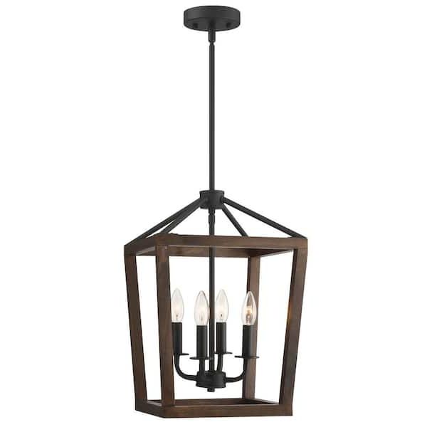 Fashionable Black With White Lantern Chandeliers For Pia Ricco 4 Light Matte Black Lantern Pendant 1jay 51214 – The Home Depot (View 11 of 15)