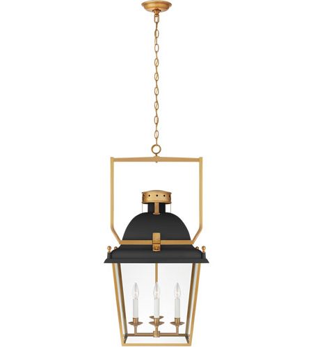 Fashionable Burnished Brass Lantern Chandeliers Regarding Visual Comfort Chc5109blk/ab Cg Chapman & Myers Coventry 4 Light 19 Inch  Matte Black And Antique Burnished Brass Lantern Pendant Ceiling Light,  Medium (View 8 of 15)