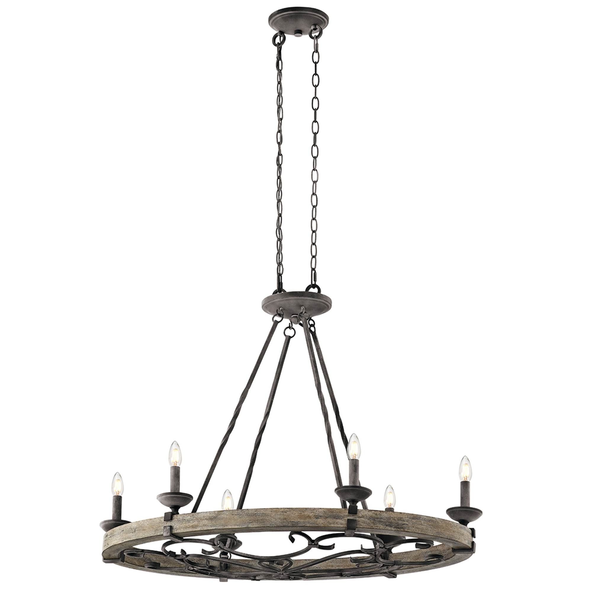 Fashionable Elstead Taulbee 6 Light Oval Chandelier Weathered Zinc – Ceiling Lights (View 11 of 15)