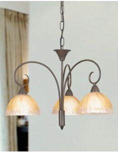 Fashionable Rusty Gold Chandeliers Pertaining To Classic Chandelier In Rust Wrought Iron With 3 Lights Lm 876 Glasses (View 8 of 15)