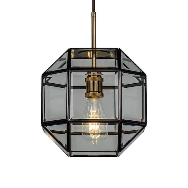 Favorite Aloa Decor 1 Light Anitque Copper Lantern Geometric Pendant Light With  Clear Glass 7017d27cp – The Home Depot Regarding Copper Lantern Chandeliers (View 13 of 15)
