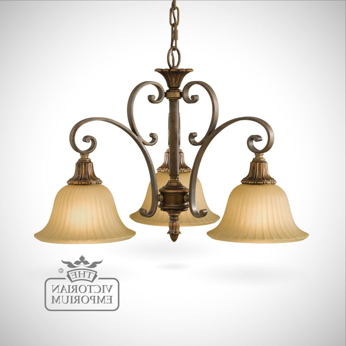 Gild Three Light Lantern Chandeliers Within Newest Gold And Bronze 3 Light Chandelier (View 5 of 15)