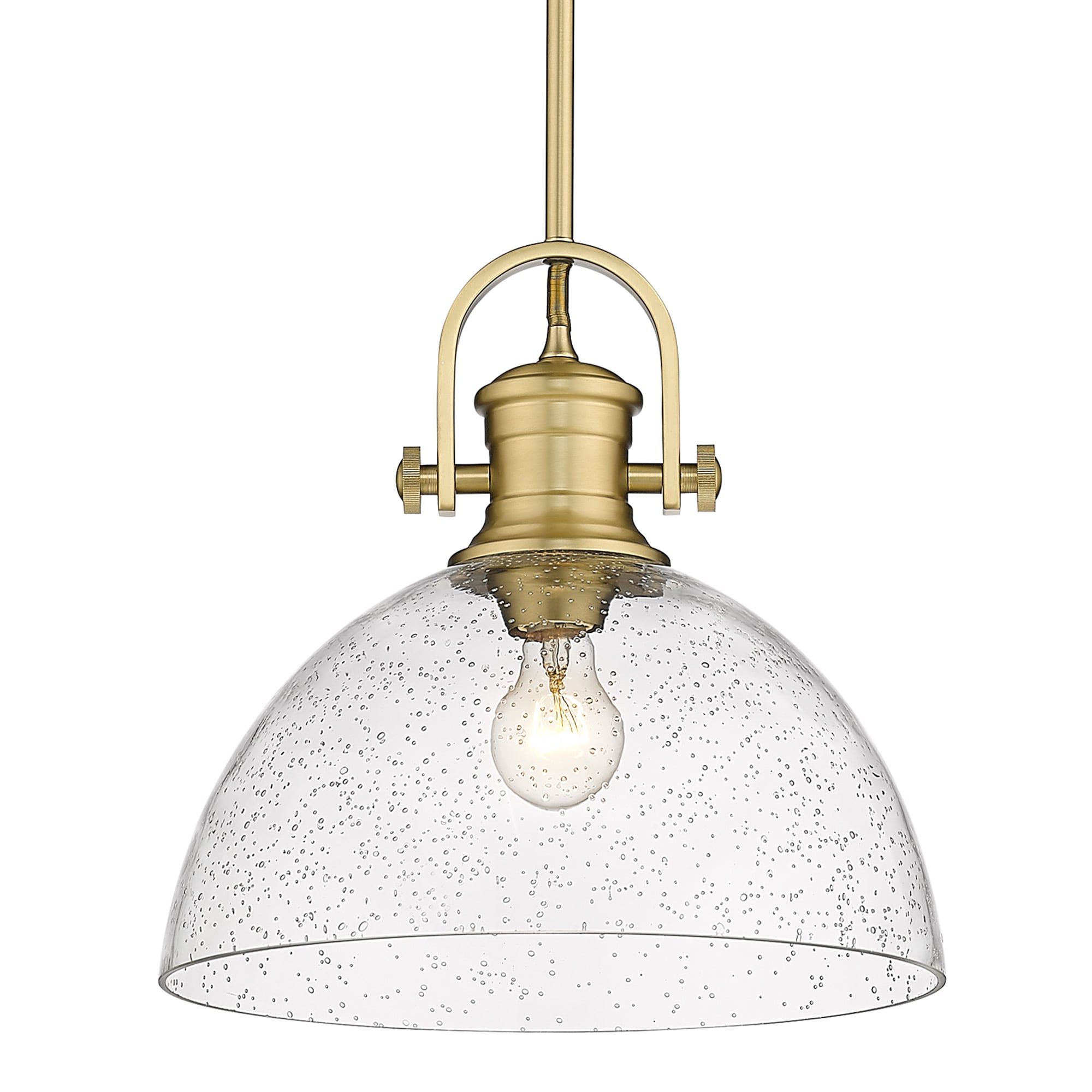 Golden Lighting Hines Brushed Champagne Bronze Transitional Seeded Glass  Bowl Pendant Light In The Pendant Lighting Department At Lowes Within Well Liked Brushed Champagne Lantern Chandeliers (View 14 of 15)