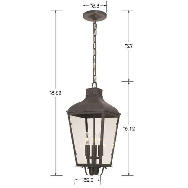 Graphite Lantern Chandeliers Intended For Widely Used Crystorama Dumont 3 Light Black Lantern Outdoor Chandelier Dum 9805 Ge –  The Home Depot (View 9 of 15)