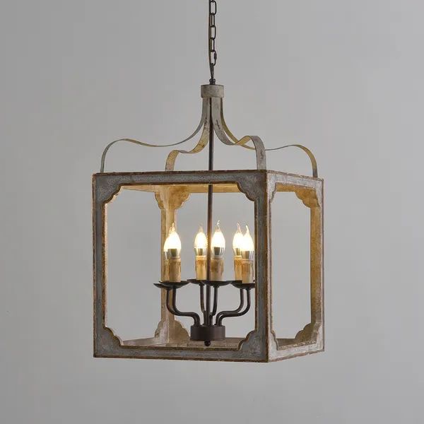 Gray Wash Lantern Chandeliers Inside Most Popular Rustic 6 Light Square Lantern Chandelier Metal And Wood In Antique Grey &  Antique Gold Homary (View 2 of 15)