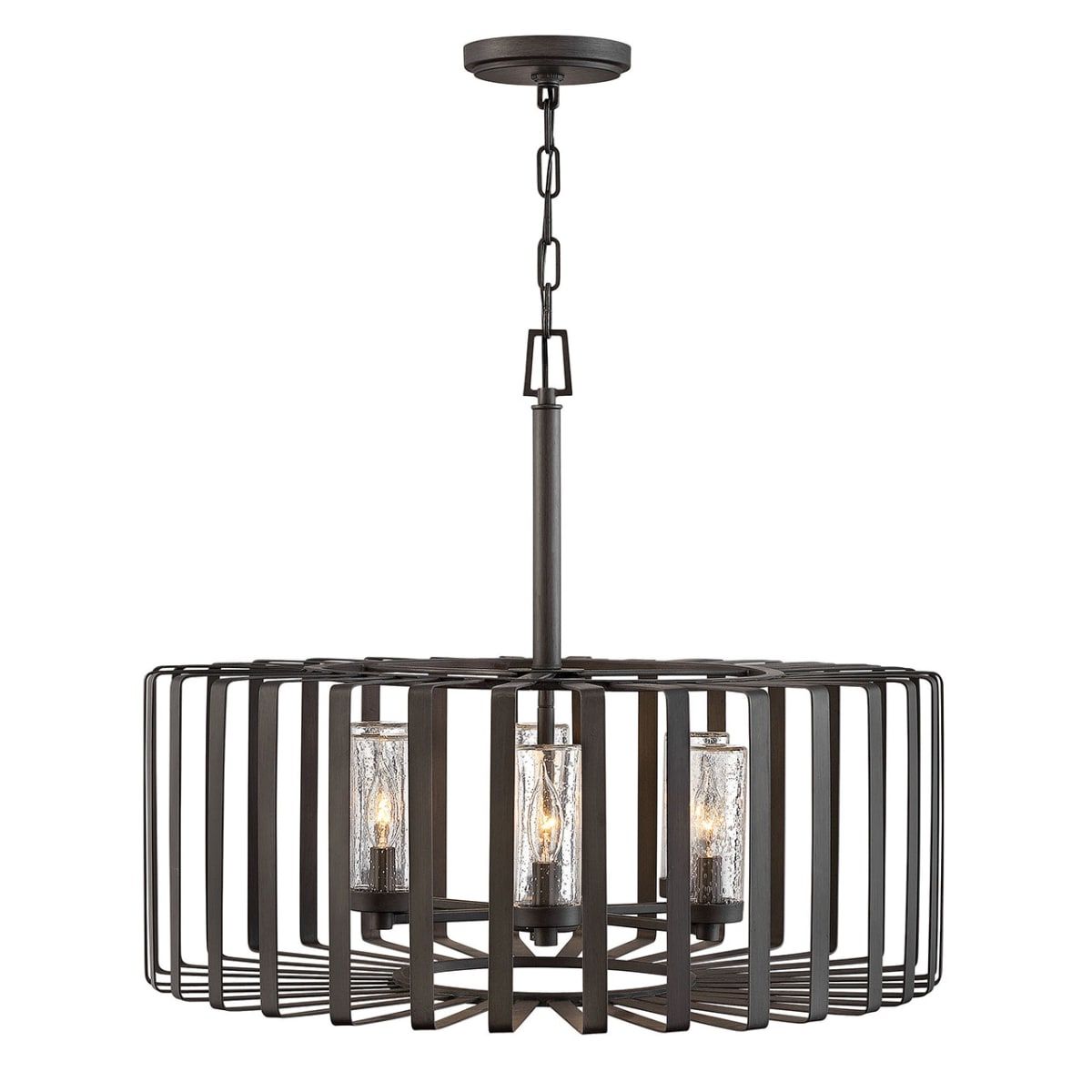 Hinkley Lighting 29505bgr Lv Brushed Graphite Reid 12v 21w 6 Light 28" Wide  Open Air Led Outdoor Taper Candle Chandelier – Lightingdirect Within Favorite Graphite Lantern Chandeliers (View 12 of 15)