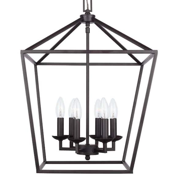 Home Decorators Collection Weyburn 6 Light Bronze Caged Farmhouse Chandelier  For Kitchen 66201 – The Home Depot For Latest Six Light Lantern Chandeliers (View 15 of 15)