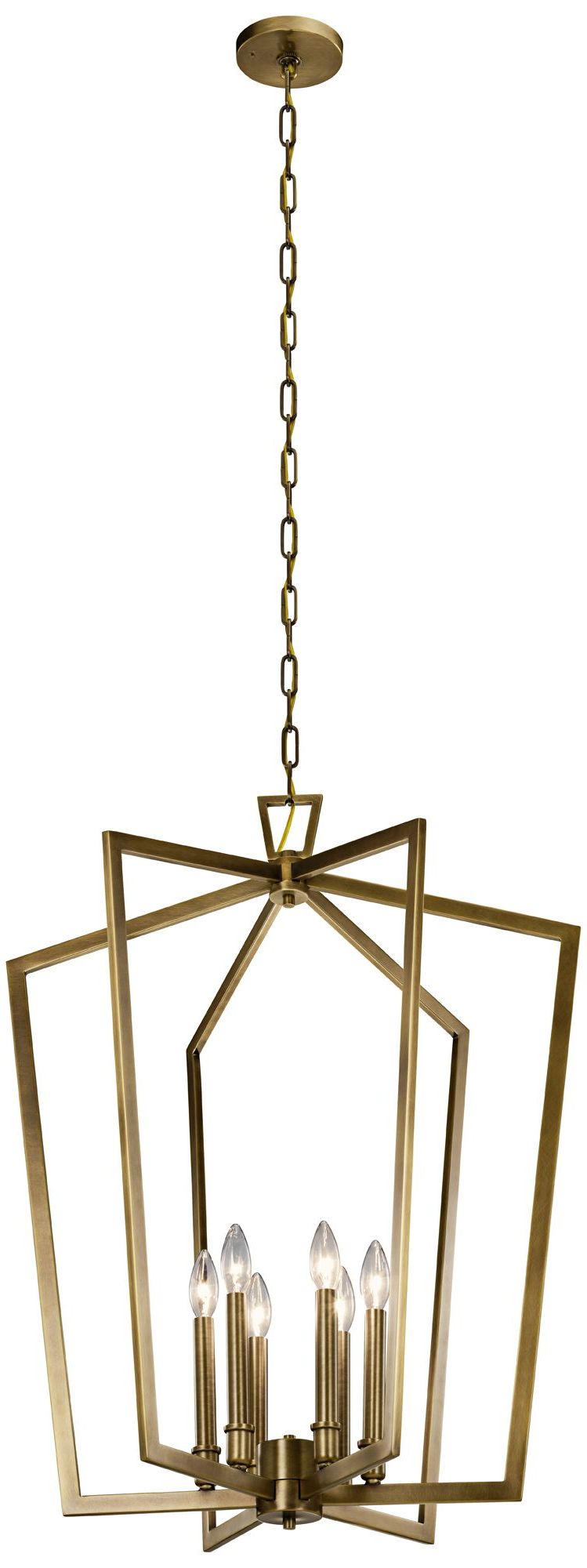 Kichler Abbotswell 24 3/4" Wide Natural Brass 6 Light Foyer Pendant –  Walmart For Widely Used Natural Brass Foyer Lantern Chandeliers (View 1 of 15)