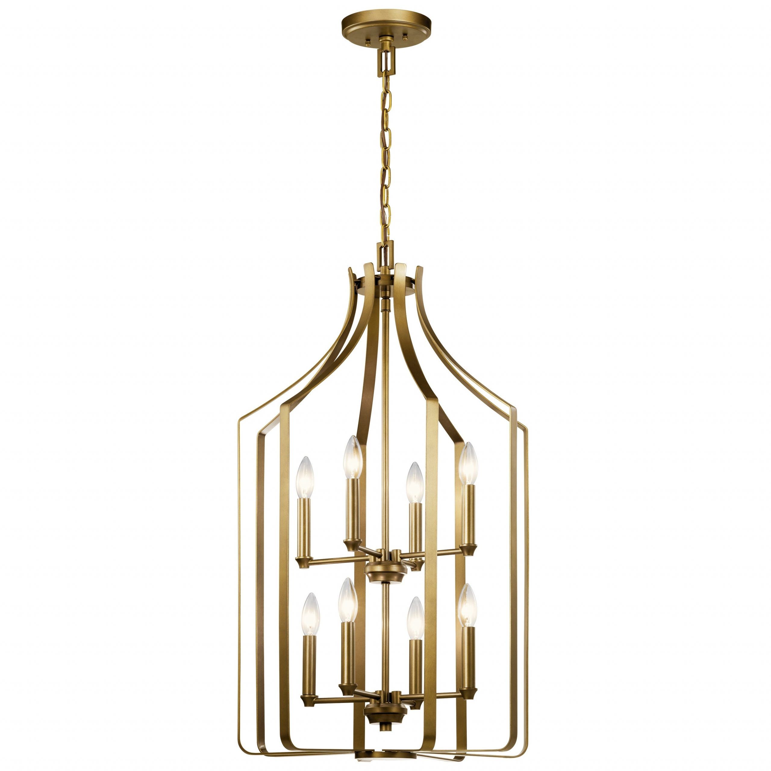 Kichler Lighting Morrigan 8 Light Foyer Chandelier Natural Brass – On Sale  – Overstock – 30902409 Intended For Current Natural Brass Lantern Chandeliers (View 15 of 15)