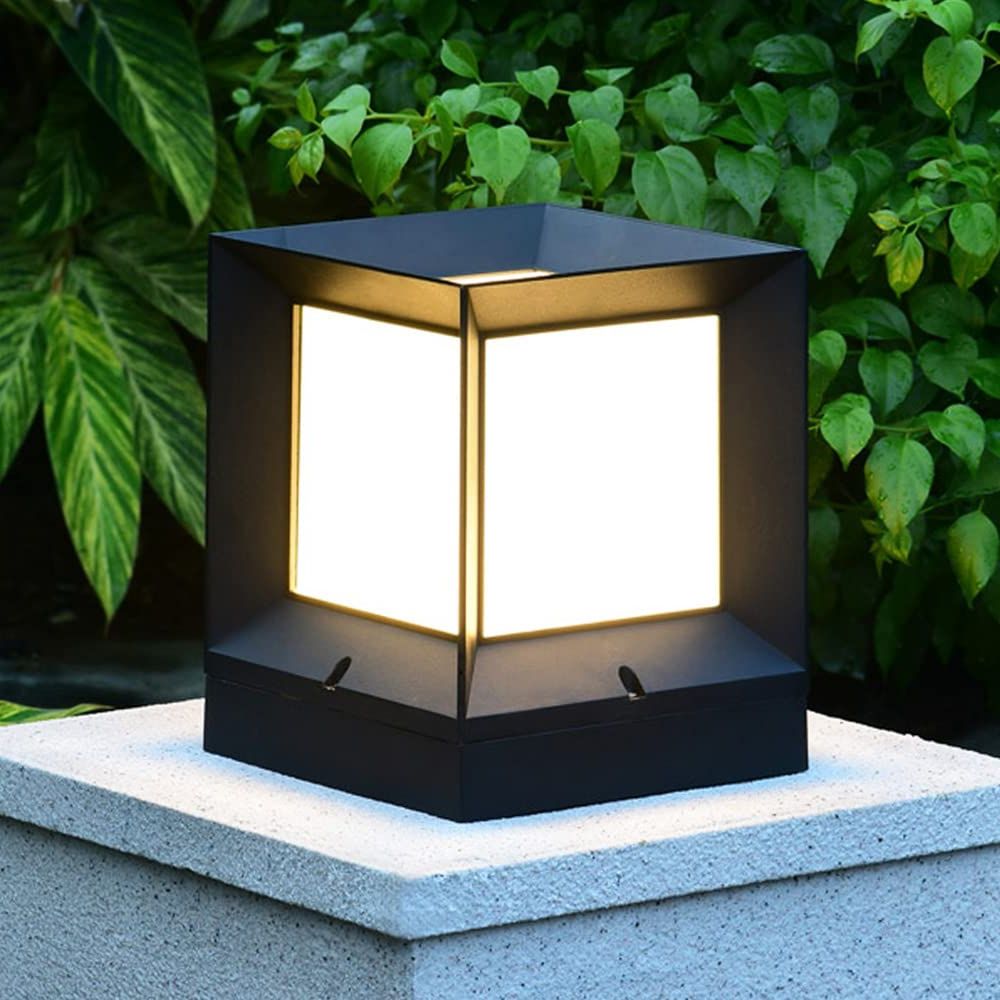 Lantern Chandeliers With Acrylic Column In Popular Ptoug Modern Outdoor Post Lights For House, Outdoor Fence Column Light With  Acrylic Shade Black Finish, Ip55 Waterproof Aluminum Square Pillar Lights  Outdoor For Porch, Doorway, Front Yard – – Amazon (View 2 of 15)