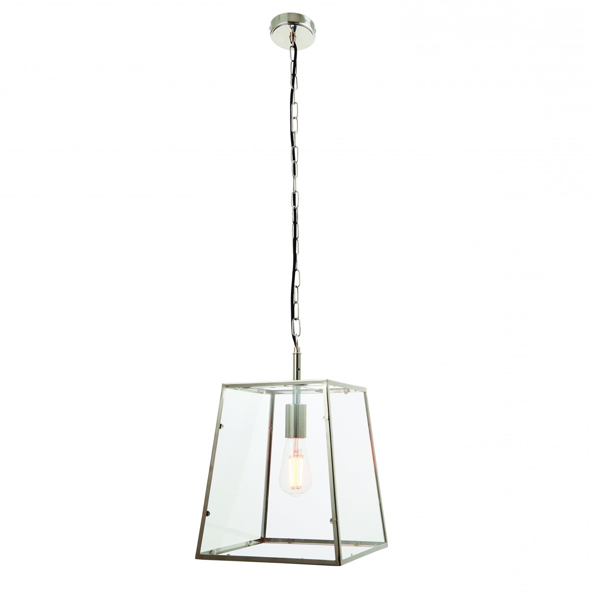 Lantern Chandeliers With Clear Glass Throughout Popular Ceiling Lantern In Polished Nickel With Clear Glass (View 5 of 15)