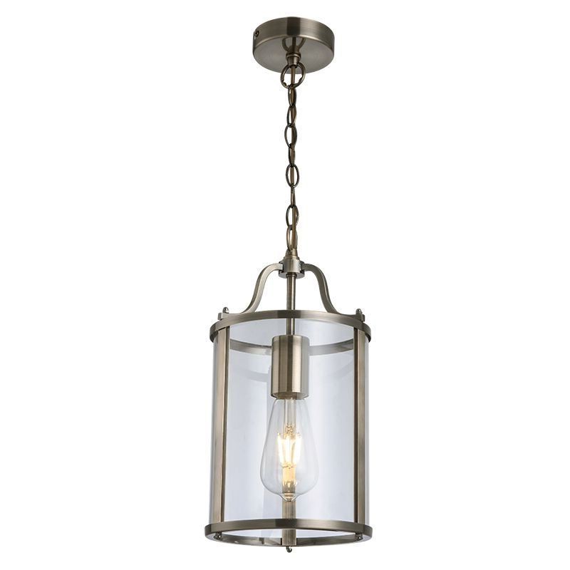 Lantern Chandeliers With Transparent Glass With Current Cork Lighting Pl81165/1ab Hadley – Glass & Antique Brass Lantern (View 8 of 15)