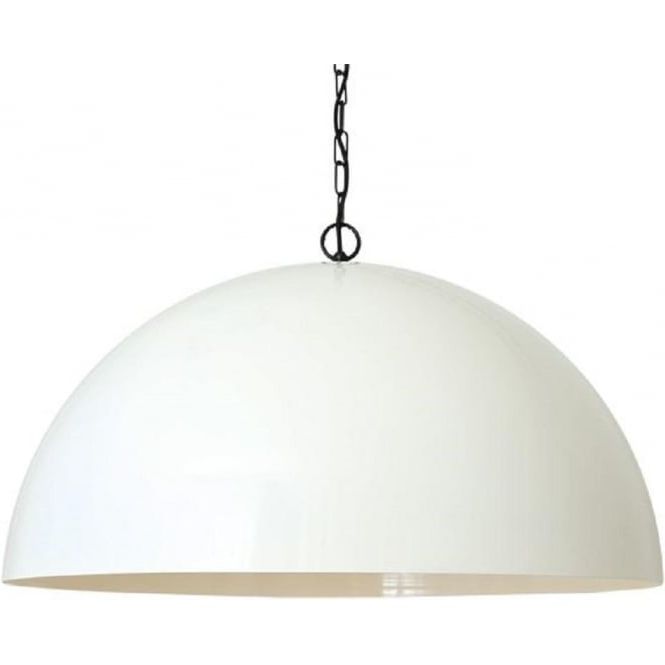 Large Dome Ceiling Pendant In Aluminium With White Powder Coated Finish Within Best And Newest White Powder Coat Chandeliers (View 14 of 15)