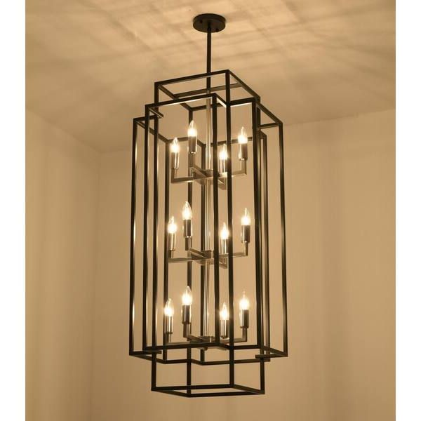 Latest 12 Light Lantern Chandeliers Within Magic Home 12 Light Black Antique Nickel Lantern Tiered Hanging Ceiling  Chandelier Mh Y 020213G – The Home Depot (View 15 of 15)