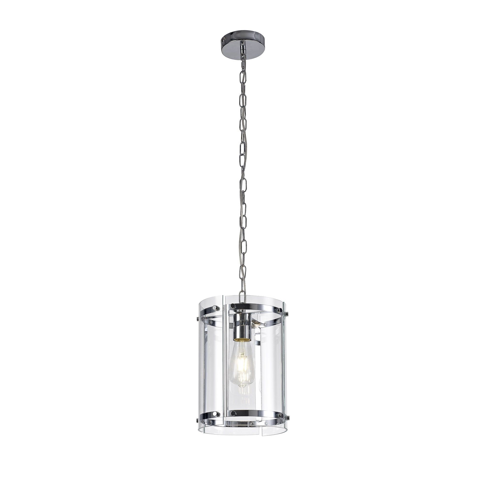 Latest Ceiling Pendant Lantern In Polished Chrome With Glass Panels For Lantern Chandeliers With Clear Glass (View 10 of 15)