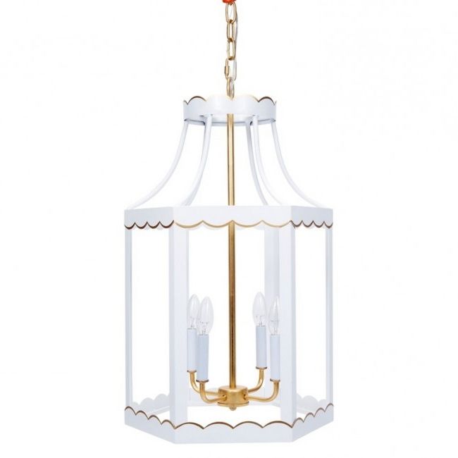 Lilly White Gold Scalloped Lantern (new) With 2020 White Gold Lantern Chandeliers (View 7 of 15)