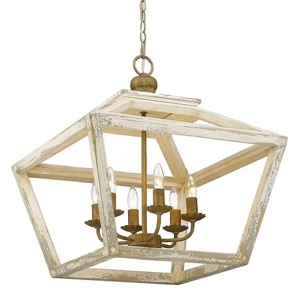 Most Current 13 Inch Lantern Chandeliers Inside Golden Lighting Haiden 6 Light Burnished Chestnut Lantern Pendant 0839 6 Bc  – The Home Depot (View 14 of 15)