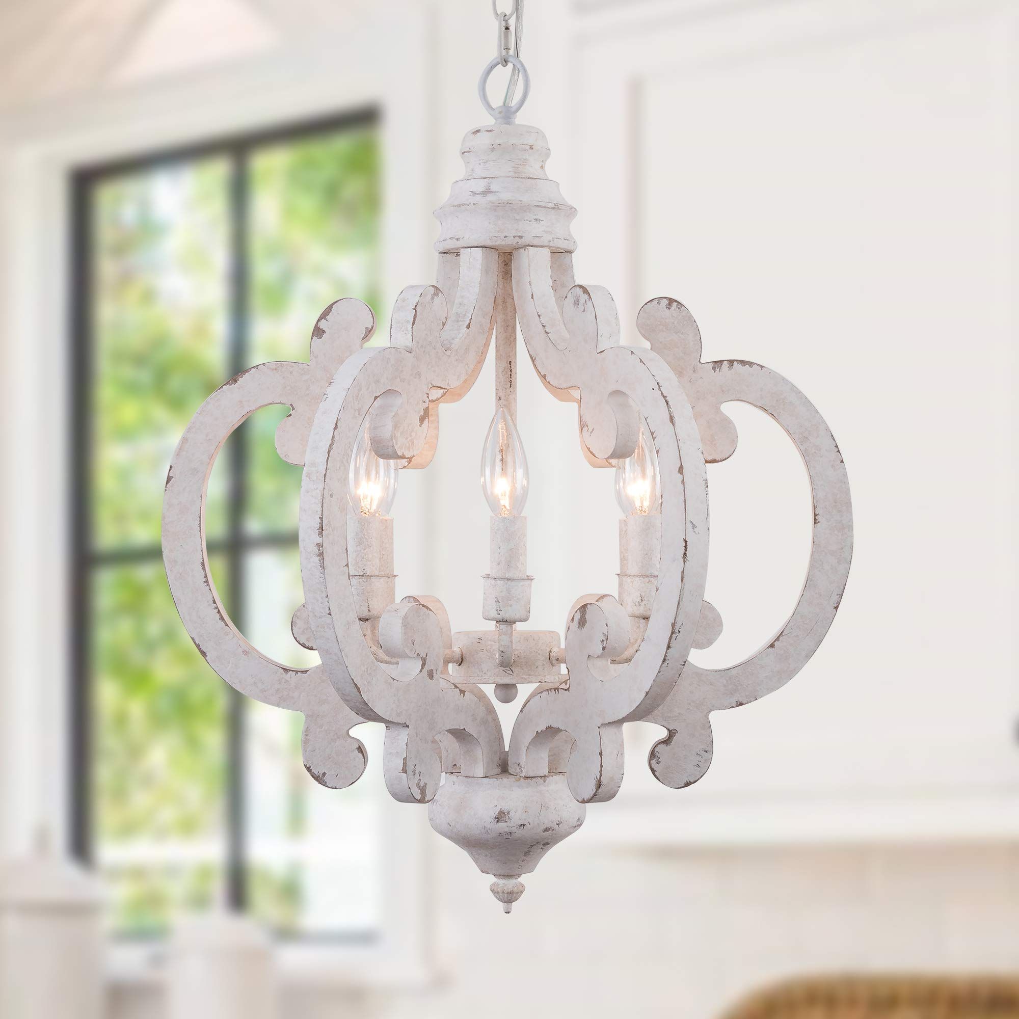 Most Current Cottage Wooden Chandelier, 6 Candle Light Farmhouse Chandelier, French  Country Chandeleir With Adjustable Chain For Dining Room, Kitchen,bedroom,  Foyer And Entryway – – Amazon Throughout Cottage Chandeliers (View 1 of 15)