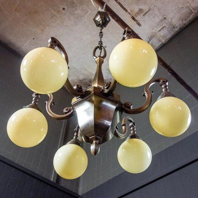 Most Current Vintage Copper Chandeliers Regarding Vintage Copper Colored Chandelier With Yellow Bulbs, 1950s For Sale At  Pamono (View 9 of 15)