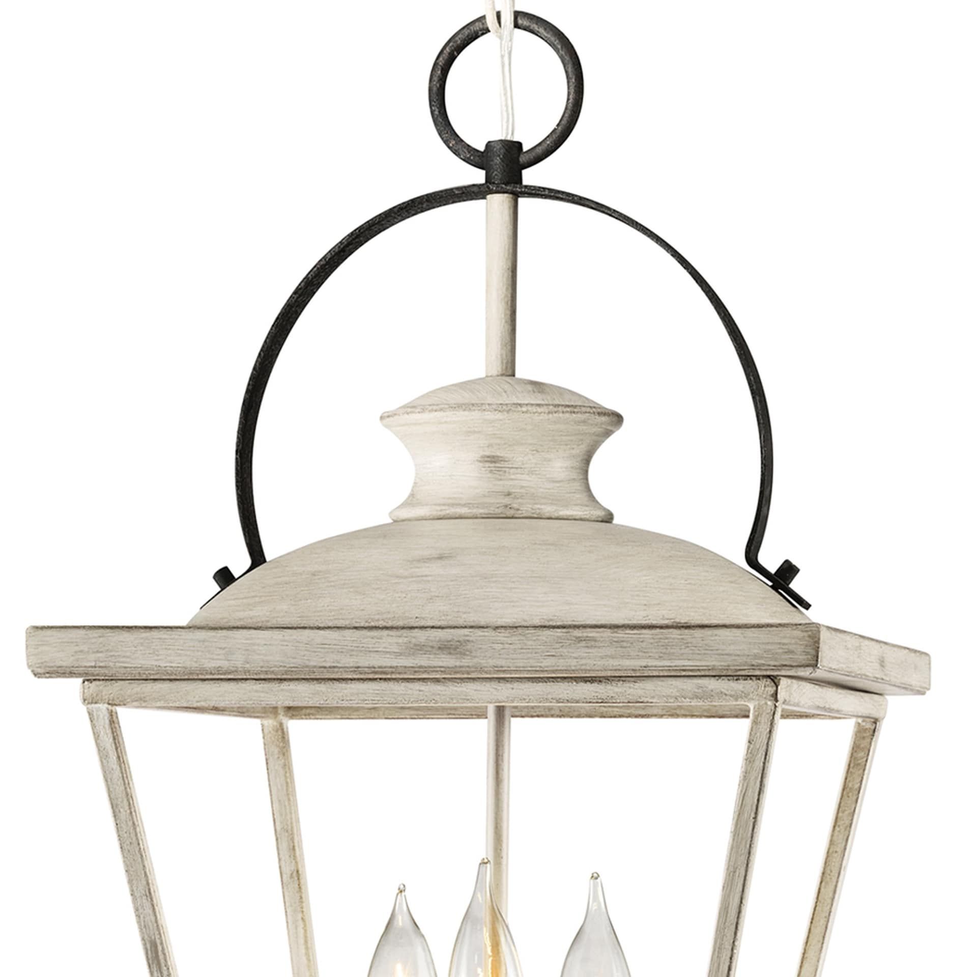 Most Popular White Distressed Lantern Chandeliers Within Kichler Arena Cove 3 Light Distressed Antique White And Rust French  Country/cottage Lantern Pendant Light In The Pendant Lighting Department At  Lowes (View 10 of 15)