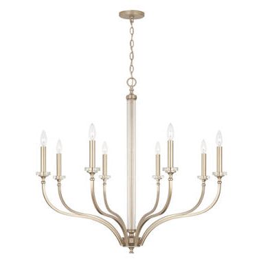Most Recent Lantern Chandeliers With Acrylic Column Throughout Capital Lighting 8 – Light Dimmable Classic / Traditional Chandelier (View 13 of 15)