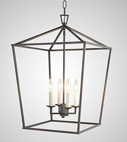Most Recent Steel Cage Large Lantern Iron Art Design Candle Style Chandelier Pendant,  Ceiling Light Fixture H25" X W18" Frame Cage – – Amazon With Regard To Steel Lantern Chandeliers (View 3 of 15)
