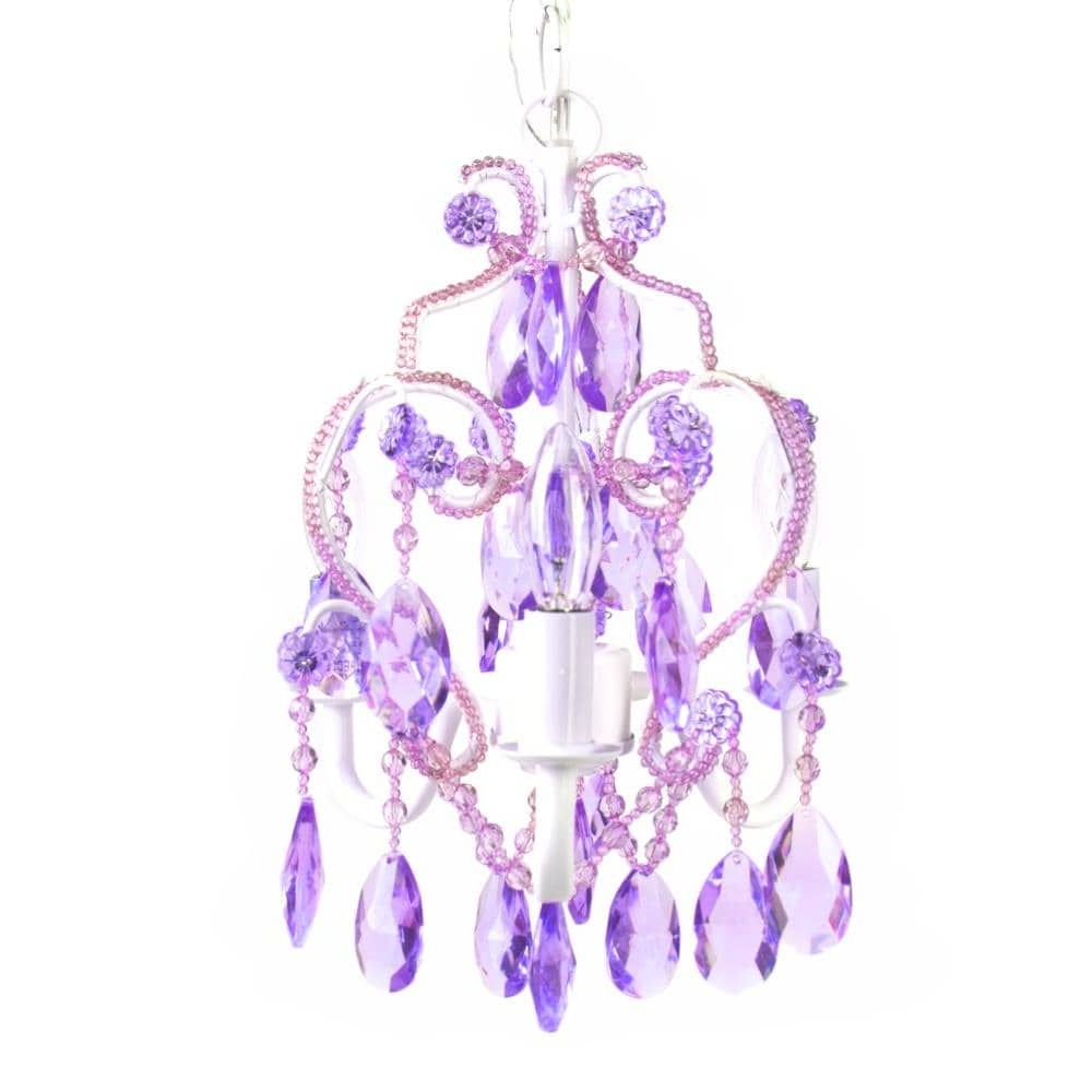 Most Recent Tadpoles Mini Chandelier 3 Light Purple Vintage Crystal Chandelier In The  Chandeliers Department At Lowes Within Mini Chandeliers (View 10 of 15)