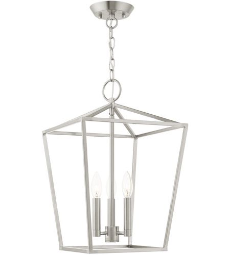 Most Recently Released 13 Inch Lantern Chandeliers Throughout Livex Lighting 49433 91 Devone 3 Light 13 Inch Brushed Nickel Convertible  Semi Flush/lantern Ceiling Light (View 12 of 15)