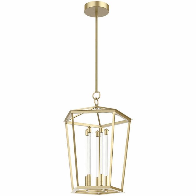 Most Recently Released Alora Lighting Pd317122nb Delphine Contemporary Natural Brass Led 17" Foyer  Lighting – Kuz Pd317122nb With Regard To Natural Brass Foyer Lantern Chandeliers (View 7 of 15)