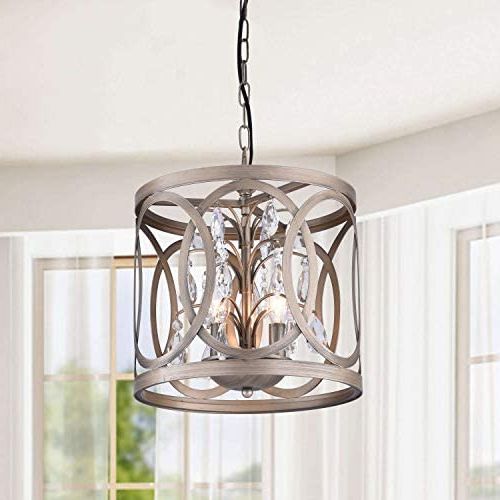 Most Recently Released Brushed Champagne Lantern Chandeliers Within Jojospring 3 Light Brushed Champagne Metal Cage Drum Chandelier – –  Amazon (View 1 of 15)